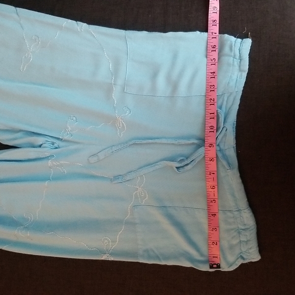 2/$25 Ocean Blue Island Planet Miami Beach Floral Embroidered Culottes SzXL - Picture 6 of 9